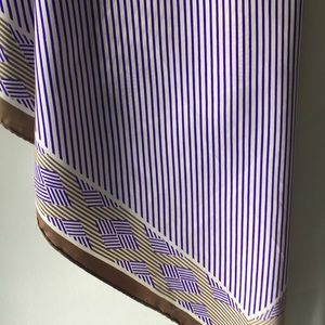 Vintage Anne Klein scarf Signed geometric purple tan